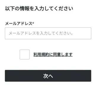 メールアドレスを入力し、利用規約に同意